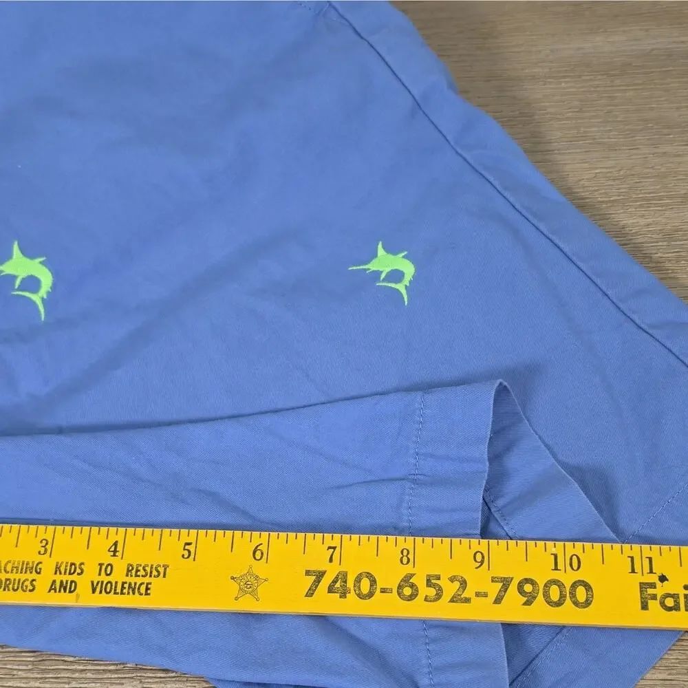 Vineyard Vines Men’s Blue Fish Pattern Chino Shorts Flat Front Pockets 9” S 32